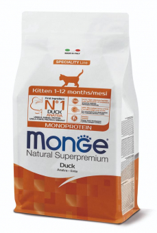 Корм Monge Cat Speciality Line Monoprotein для котят и беременных кошек, из утки