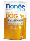 Паучи Monge Dog Grill Puppy&Junior для щенков и юниоров с курицей и индейкой