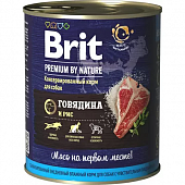 Консервы BRIT Premium by Nature для собак. Говядина и рис