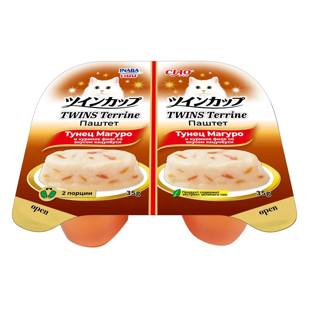 Ламитесры Inaba Ciao Twins Terrine паштет для кошек с тунцом магуро и куриным филе со...