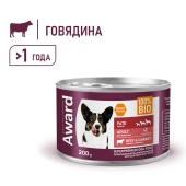 Консервы Award для взрослых собак паштет из говядины с морковью
