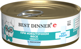 Банки Best Dinner Vet Profi Exclusive Obesity для кошек для снижения и контроля избыточной массы тела с лососем