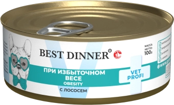 Банки Best Dinner Vet Profi Exclusive Obesity для кошек для снижения и контроля избыточной массы тела с лососем