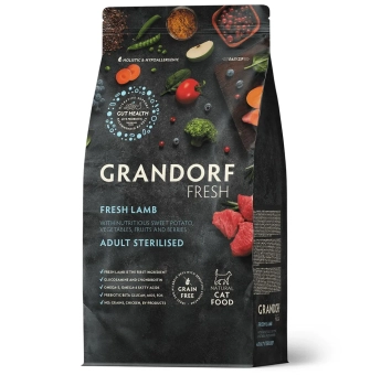 Сухой корм Grandorf Fresh Cat Salmon для взрослых кошек, свежее филе лосося с бататом 
