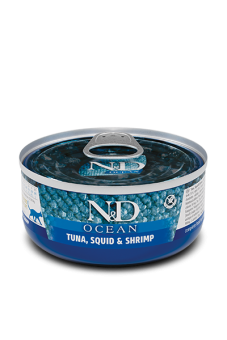 Банки Farmina N&D Ocean Cat Tuna, Squid & Shrimp для кошек с тунцом, кальмаром и креветками