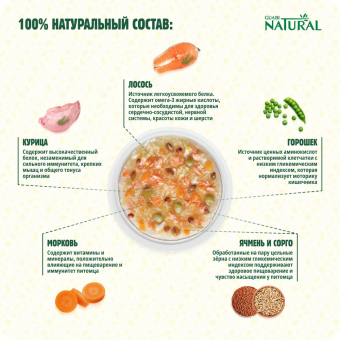 Паучи Guabi Natural Dog для собак с курицей, лососем, цельнозерновыми злаками и овощами