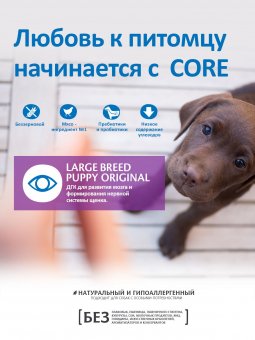 Корм Wellness Core для щенков крупных пород из курицы