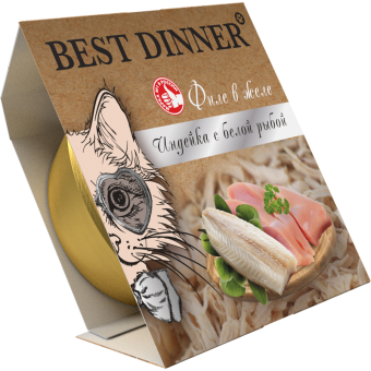 Ламистеры Best Dinner Holistic для стерилизованных кошек мясные волокна в желе с индейкой и белой рыбой