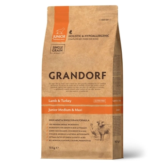 Корм Grandorf Junior Dog Lamb&Turkey для юниоров с ягнёнком и индейкой, низкозерновой