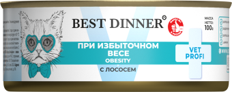 Банки Best Dinner Vet Profi Obesity для собак при для контроля избыточной массы тела с лососем