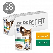 Паучи Perfect Fit для стерилизованных кошек с курицей в соусе Паучи Perfect Fit для стерилизованных кошек с курицей в соусе