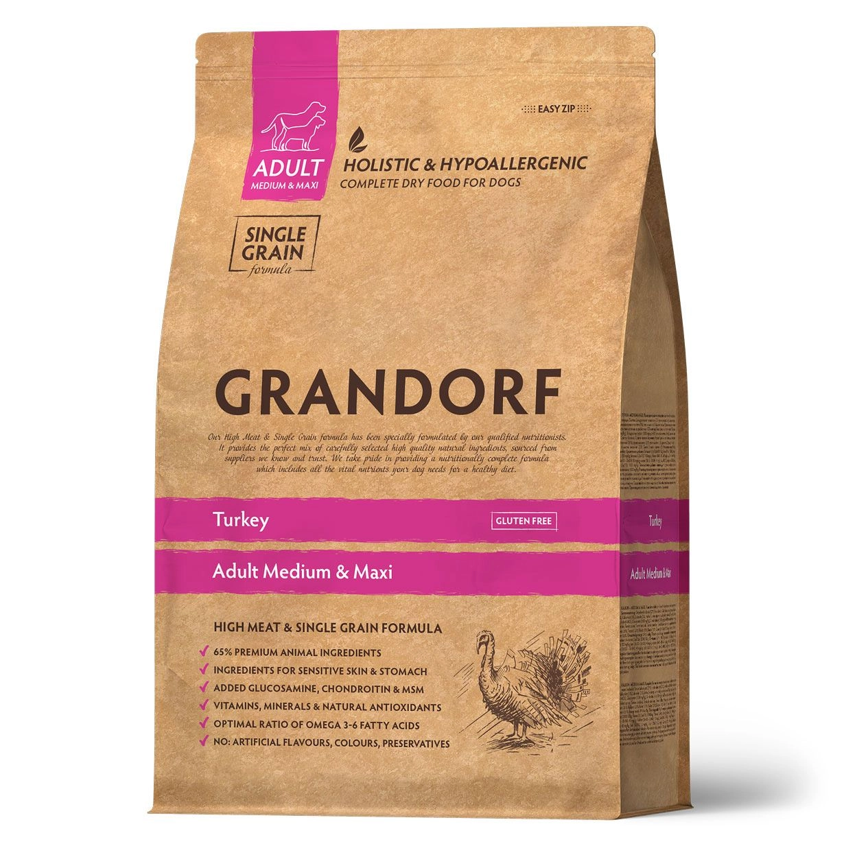 Сухой Корм Grandorf Adult Dog Turkey Med&Maxi для собак средних и крупных пород с...