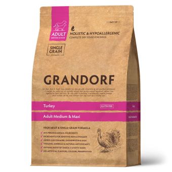 Корм Grandorf Adult Dog Turkey Med&Maxi для собак средних и крупных пород с индейкой, низкозерновой