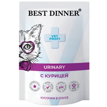 Паучи Best Dinner Vet Profi Urinary для кошек кусочки в соусе с курицей
