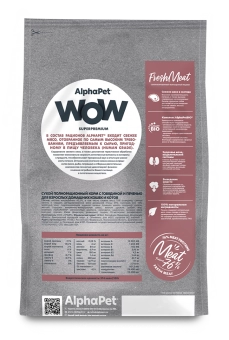 Корм Alphapet WOW Superpremium для взрослых домашних кошек и котов c говядиной и печенью