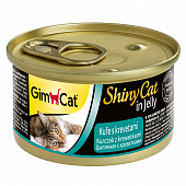 Банки GimCat Shiny Cat Chicken + Schrimps для кошек из цыплёнка с креветками