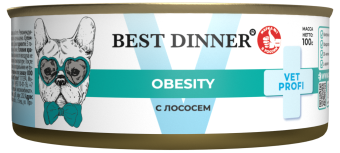 Банки Best Dinner Vet Profi Obesity для собак при для контроля избыточной массы тела с лососем