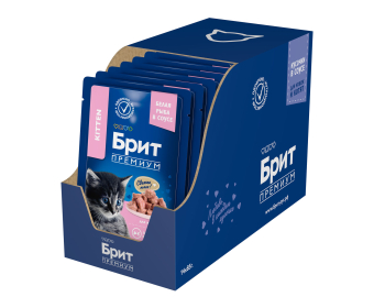 Паучи Brit Premium для котят с белой рыбой в соусе