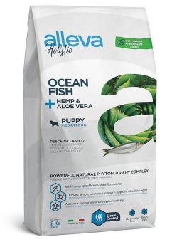 Корм Alleva Holistic Puppy Ocean Fish Medium для щенков средних пород с океанической рыбой, коноплёй и алоэ вера