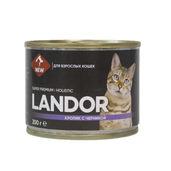 Консервы Landor Cat для кошек с кроликом и черникой