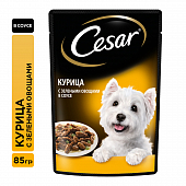 Паучи Cesar для собак с курицей и зелеными овощами