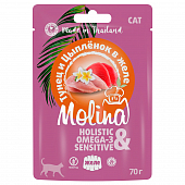 Паучи Molina для кошек с тунцом и цыплёнком в желе Паучи Molina для кошек с тунцом и цыплёнком в желе