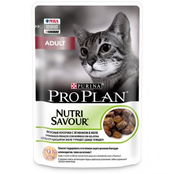 Влажный корм PRO PLAN® Nutri Savour® для взрослых кошек, кусочки с ягненком, в желе, Пауч