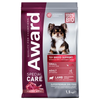 Корм Award Special Care Toy Breed Support для взрослых собак мелких и миниатюрных пород со свежим мясом ягненка
