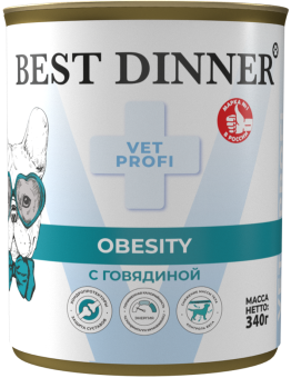 Банки Best Dinner Vet Profi Obesity для собак при для контроля избыточной массы тела с говядиной