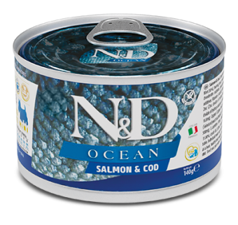 Консервы Farmina N&D Dog Ocean Salmon&cod Adult Mini для собак мелких пород с лососем и треской