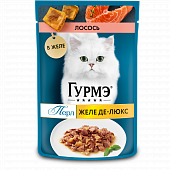 Влажный корм Гурмэ Желе Де-Люкс для кошек, с лососем в роскошном желе Влажный корм Гурмэ Желе Де-Люкс для кошек, с лососем в роскошном желе