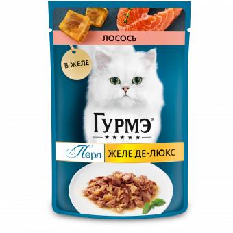 Влажный корм Гурмэ Перл Желе Де-Люкс для кошек, с лососем в роскошном желе